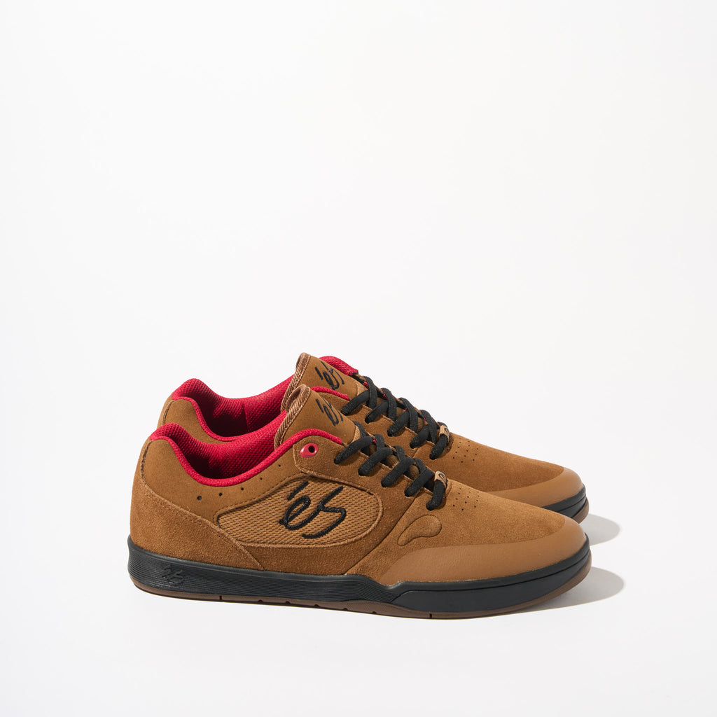 éS Swift 1.5 Skateboarding Shoes Brown and Black with Red accents shoes