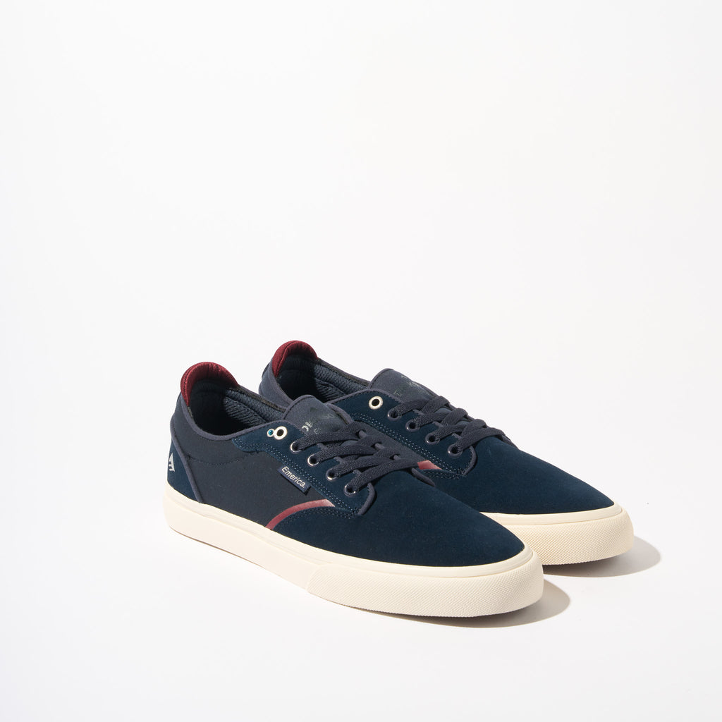 Emerica Dickson Pro Model Shoes Navy Blue Suede and red Maroon