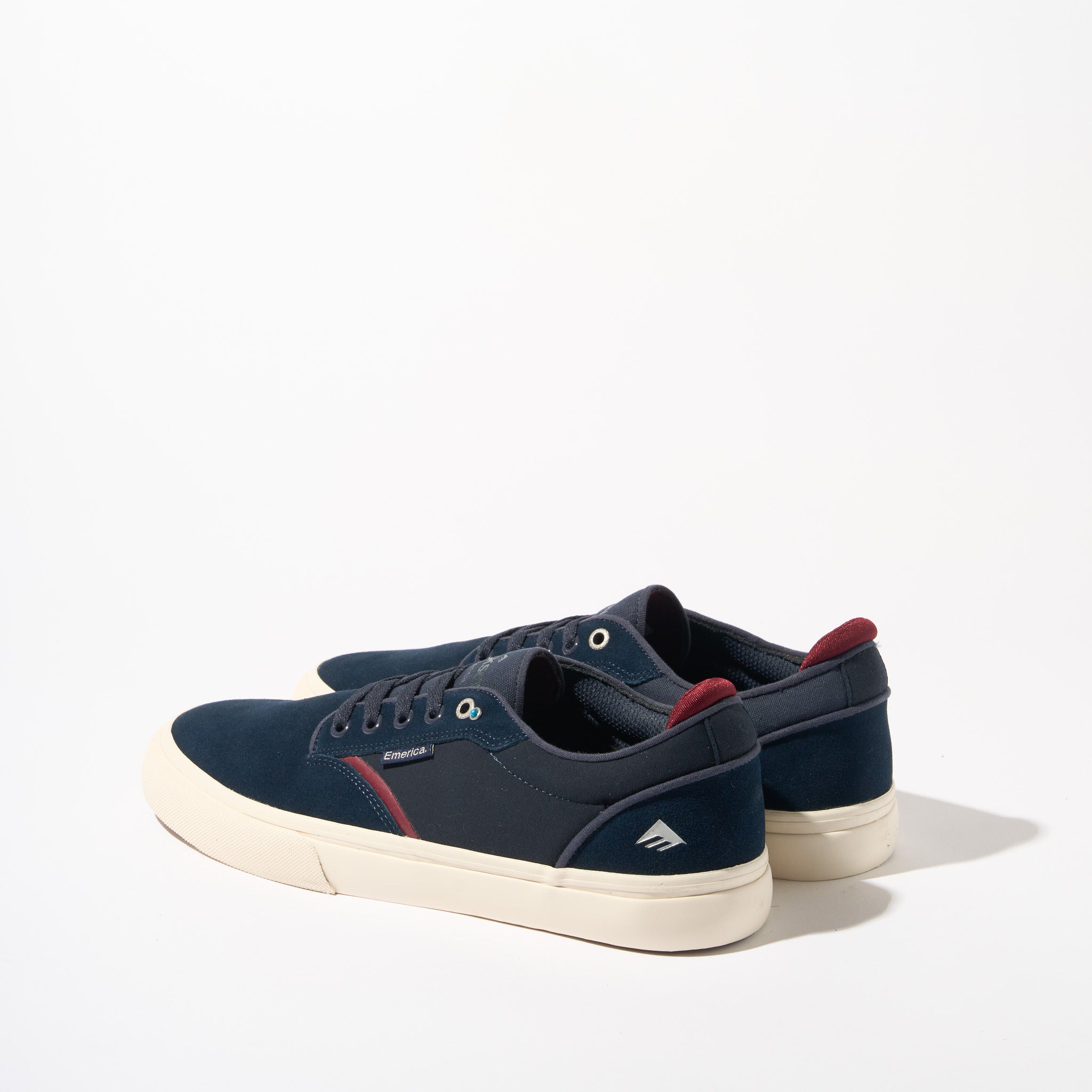 Emerica Dickson Pro Model Shoes Navy Blue Suede and red Maroon Rear